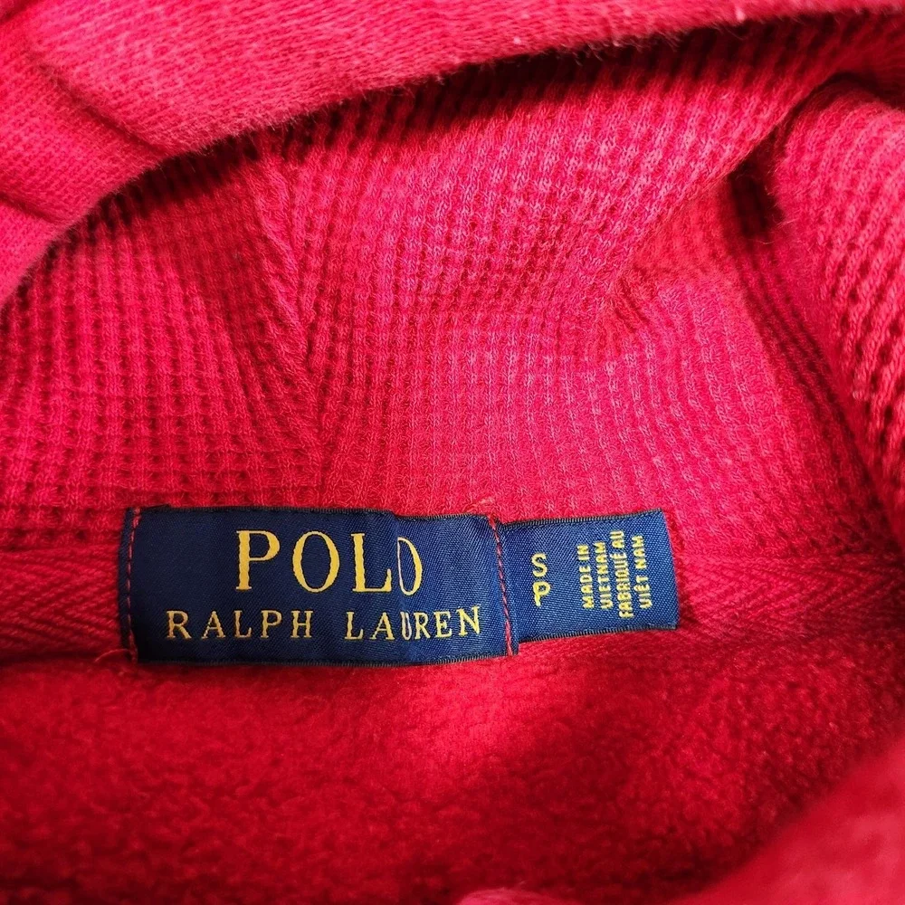 Polo Ralph Lauren Hoodie Men Small Thermal Hood Full Zip‎ Cotton Fleece Red